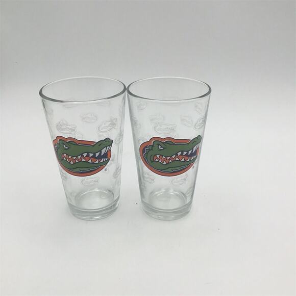 University of Florida Gators 16 oz Pint Glass Set of 2 Etched Logo - Picture 1 of 6